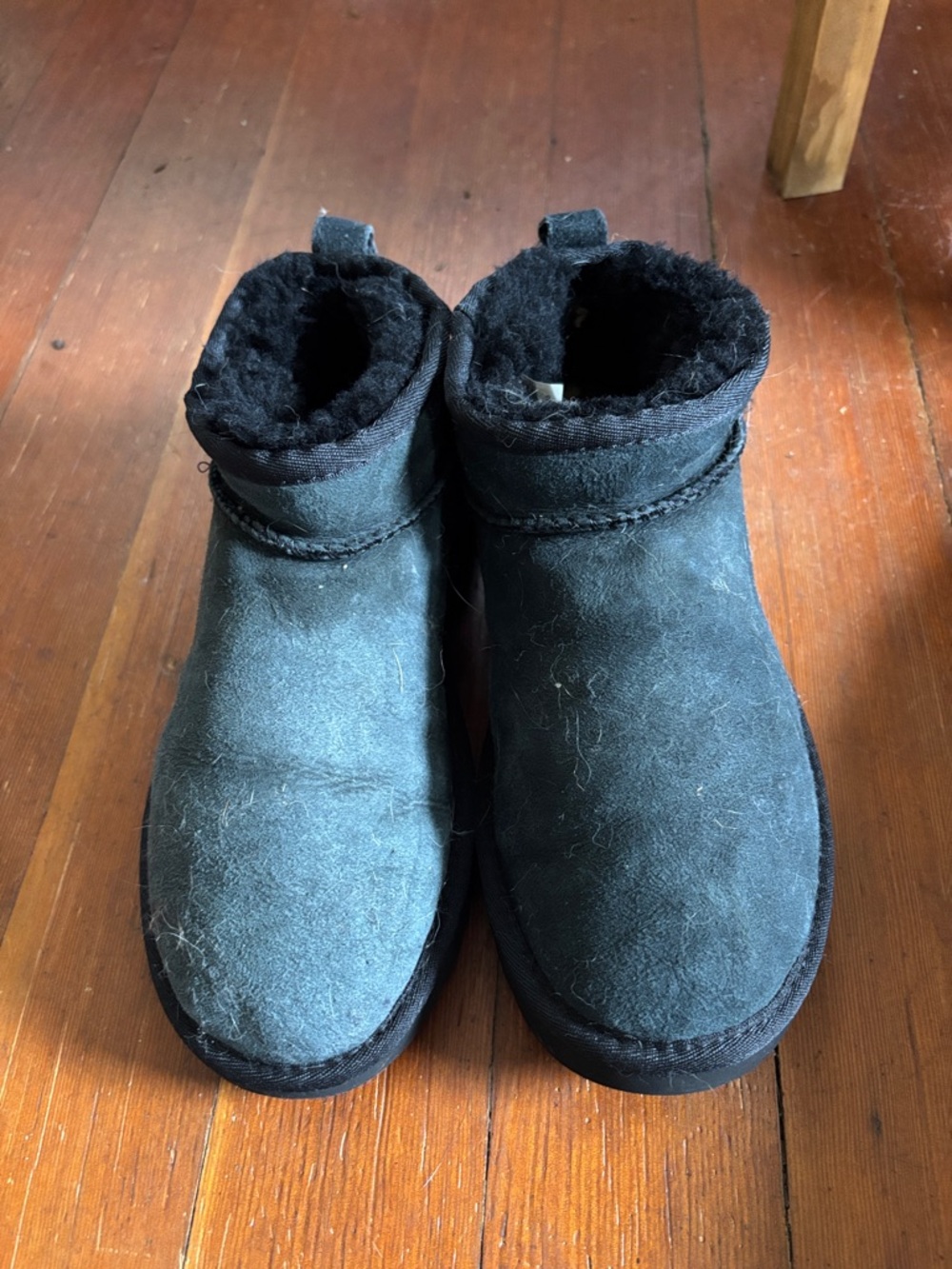 Black Suede Fuzzy Lined Short Boots by UGG